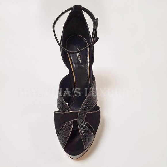DOLCE & GABBANA SHOES BLACK SUEDE LEATHER PLATFORM SANDALS sz IT 40 US 10 - Picture 7 of 12
